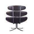 Corona Swivel Lounge Chair Upholstered with Leather